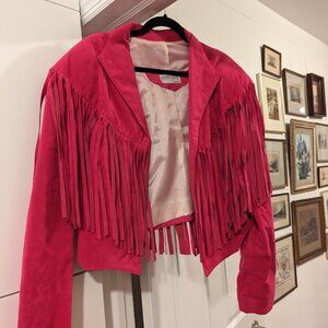 Vintage Hot Pink Suede Fringe Western Jacket – Women’s Medium